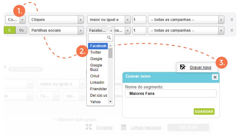 Segmentar Email Marketing - Adicionar segundo filtro ("e") para quem partilhou no Facebook | E-goi