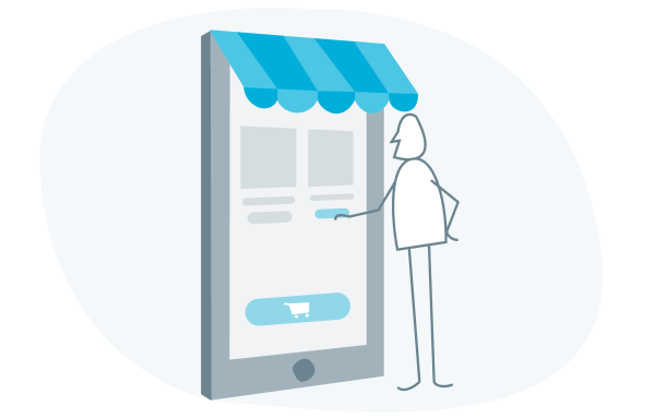 Ilustración de una pantalla de aplicación con referencias a una tienda minorista | Retail Phygital
