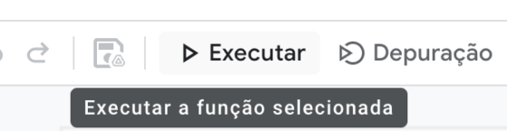 Imagem do botão "Executar" e "Registro de Execução": "Teste do script de integração E-goi Looker Studio no Apps Script"

